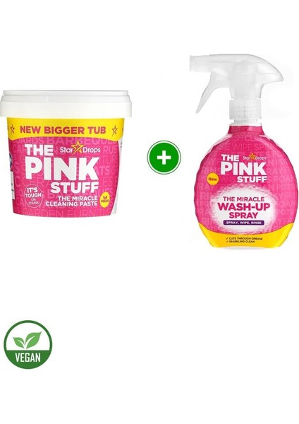 The Pink Stuff Mucizevi Miracle Temizlik Macunu 850 gr + Wash-Up Bulaşık ve Yağ Çözücü Sprey 500 ml