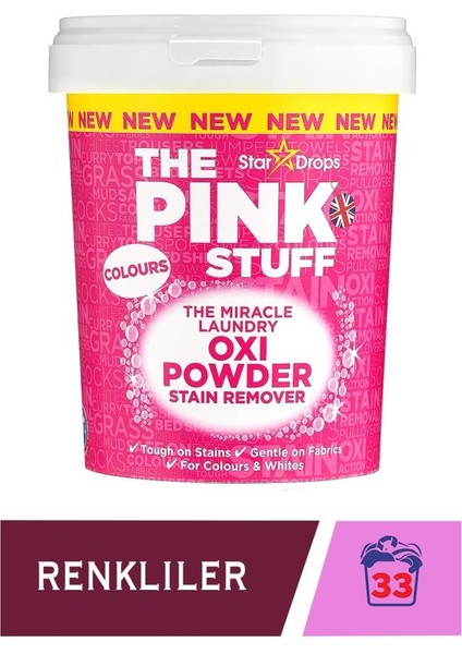 The Pink Stuff Mucizevi Oxi Leke Çıkarıcı Sprey 500 ml + Mucizevi Oxi Toz Leke Çıkarıcı Renkliler 1 kg