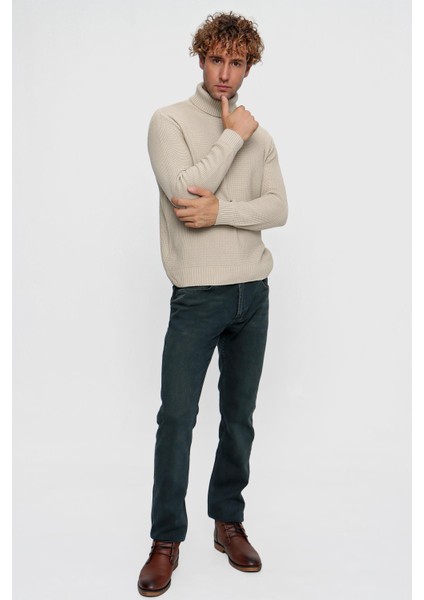 Tena Moda Erkek Bej Yarım Balıkçı Yaka Basic Triko Kazak 9KETRTN0003