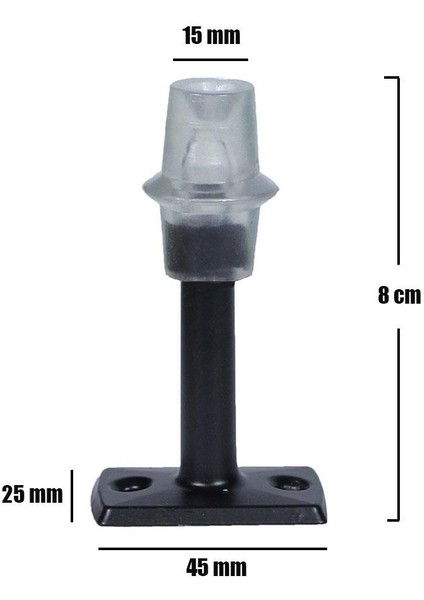 Kapı Kolu Stoperi Tamponu Mat Siyah 8 Cm Metal Kapı Stopu Durdurucu Tutucu Tutacağı Silikonlu