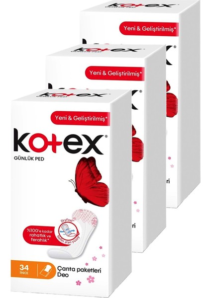 Ince Günlük Ped Parfümsüz 34'lü 3 Adet