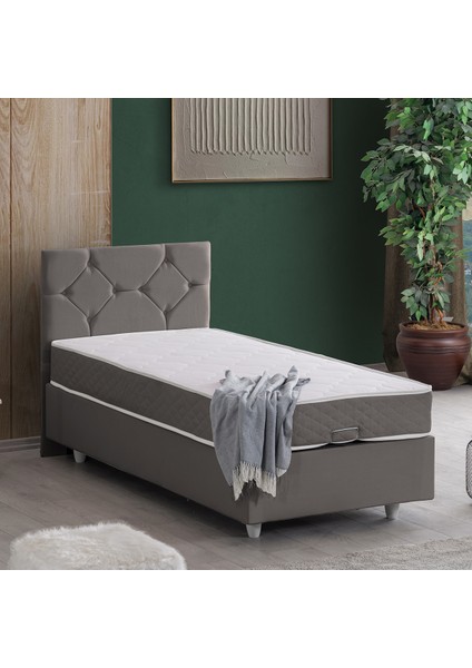 Glamis Tek Kişilik Baza Başlık Letto Yatak Seti - Gri