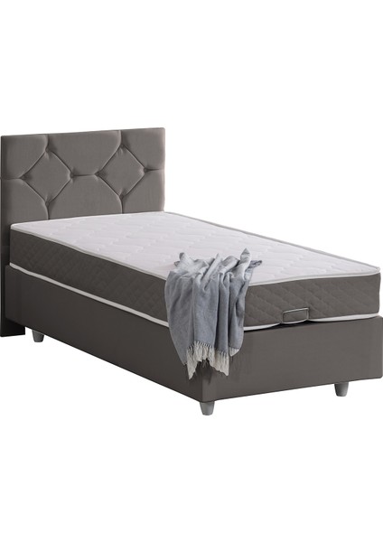 Glamis Tek Kişilik Baza Başlık Letto Yatak Seti - Gri