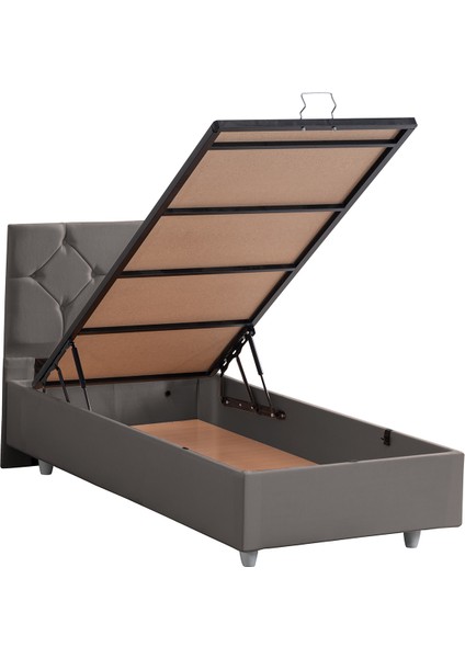 Glamis Tek Kişilik Baza Başlık Letto Yatak Seti - Gri