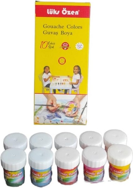 Guaj Boya 10 Renk 15 ml Şişede 1 Paket Guaj Boya Seti 10'lu