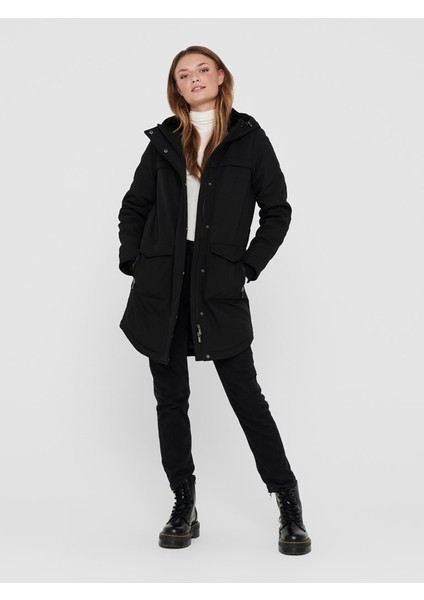 Kapüşonlu Siyah Kadın Kaban 15192522 modelleri