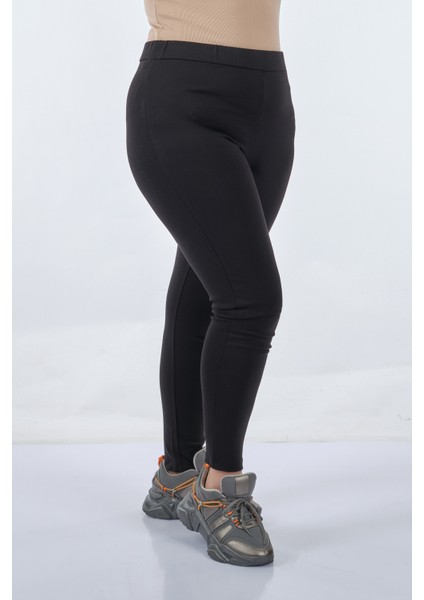 Büyük Beden Yüksek Bel Lastikli Siyah Kadın Tayt 22233414 modelleri