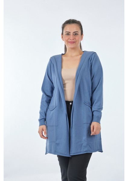 Minimalist Oversize Kapüşonlu Midi Kadın Ceket