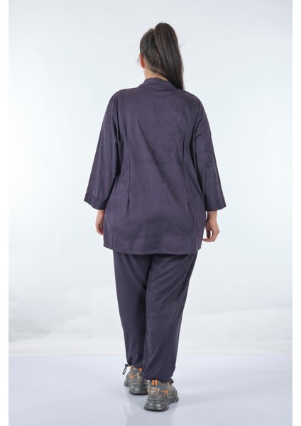 Oversize Kadife Ceket Takım - Minimalist Günlük Stil - 3/4 Kol fırsatları