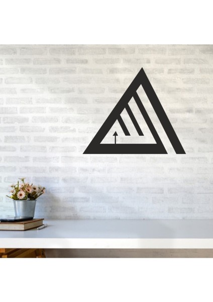 Lazer Kesim Tablo Metal Üçgen Dekoratif Duvar Geometrik Tablo 38X40 cm