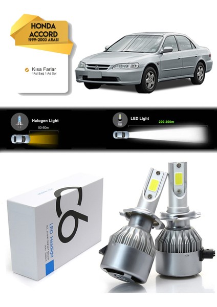 Honda Accord Kısa Far LED Xenon Şimşek Etkili 1999 -2003 Arası