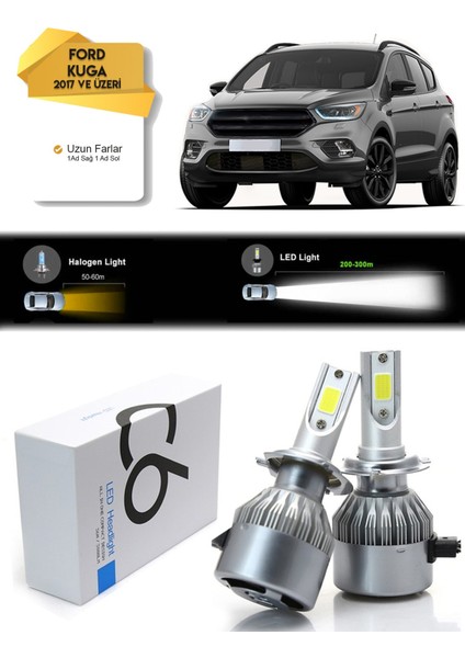 Ford Kuga Uzun Far LED Xenon Şimşek Etkili 2017 ve Üzeri