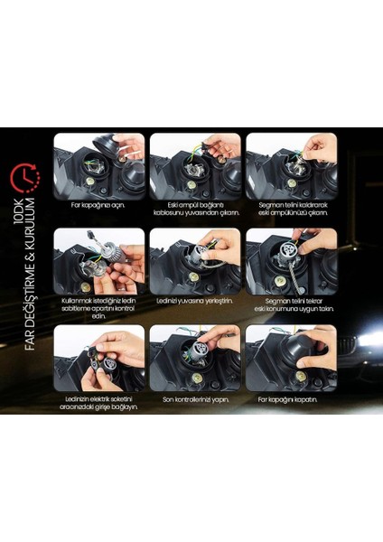 Ford Connect Sis Farı LED Xenon Şimşek Etkili 2002-2013 Arası