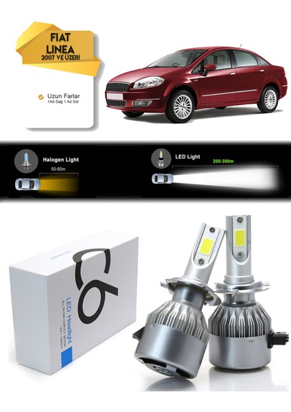 Fiat Linea Uzun Far LED Xenon Şimşek Etkili 2007 ve Üzeri