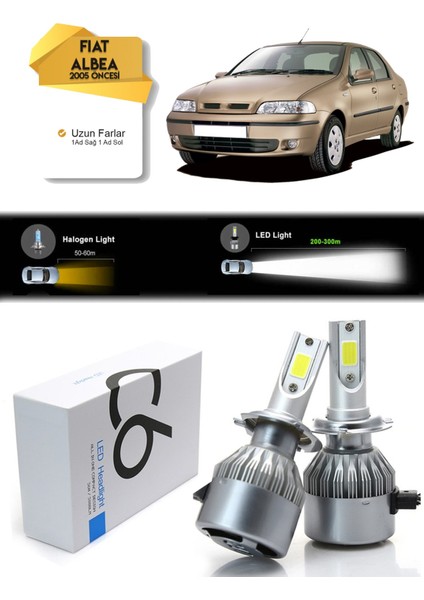 Fiat Albea Uzun Far LED Xenon Şimşek Etkili 2005 Öncesi