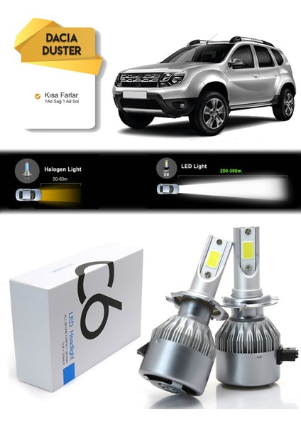 Dacia Duster Kısa Far LED Xenon Şimşek Etkili 2010-2018 Arası