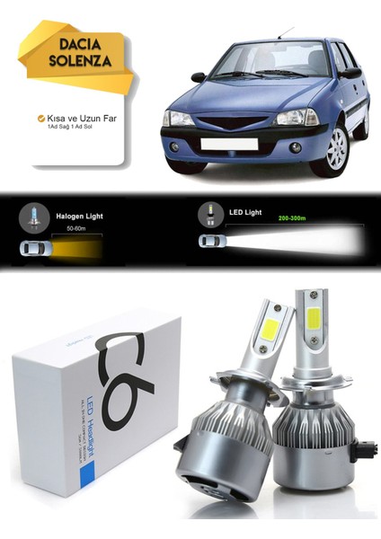 Dacia Solenzo Uzun Far Kısa Far Şimşek Etkili LED Xenon