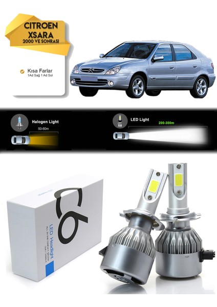 Citroen Xsara Kısa Far LED Xenon Şimşek Etkili 2000 ve Üzeri
