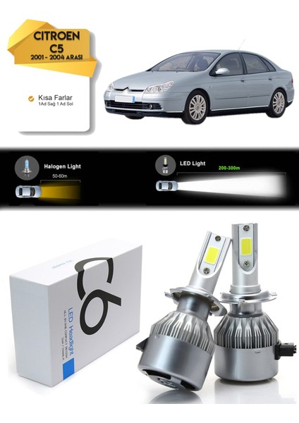 Citroen C5 Kısa Far LED Xenon Şimşek Etkili 2001 -2004 Arası