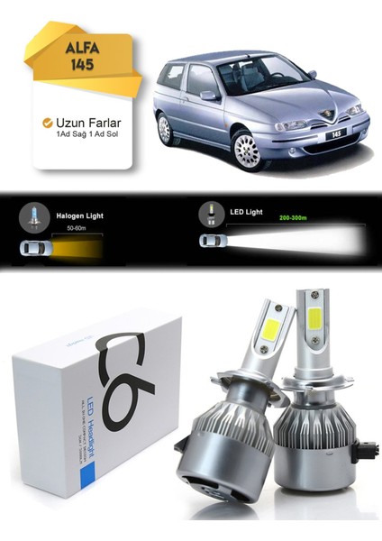 Alfa Romeo 145 Uzun Far LED Xenon Şimşek Etkili