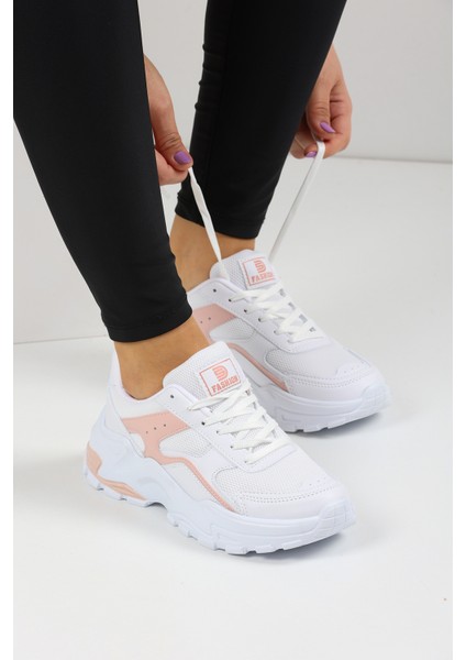 Beyaz Pudra Kadın Sneaker 0150