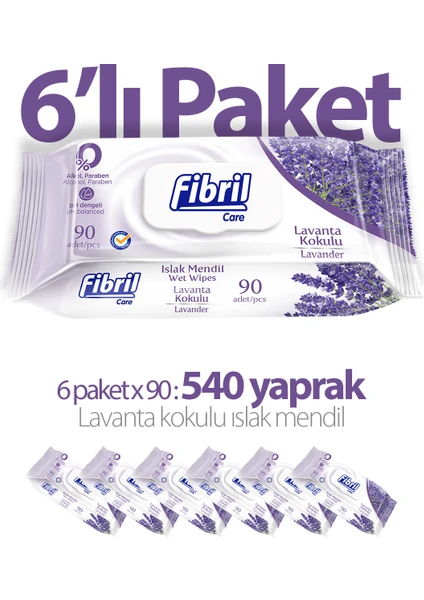 Lavanta Sensitive Islak Mendil 6 x 90 Yaprak