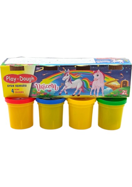 PopŞeker Unicorn 4'lü Doğal Oyun Hamuru Seti 100GR.X4 Renk Doğal Oyun Hamuru Seti