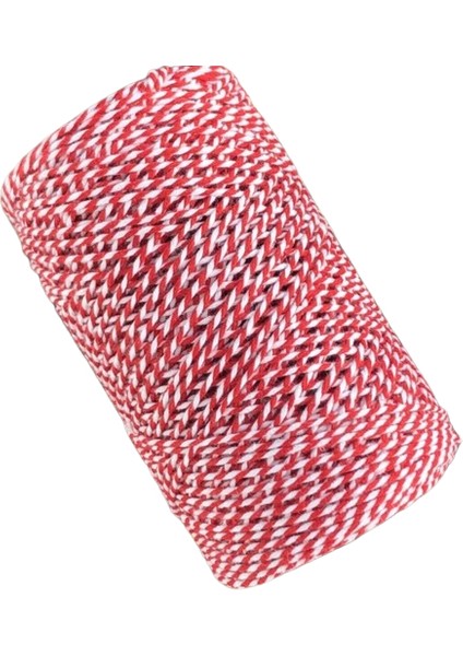 Kırmızı Beyaz Yılbaşı Paket Ipi Hediye Paketleme Ipi 200 Metre Marteniçka Ipi Twine Baker