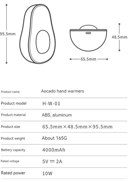 Avokado Şarj Edilebilir El Isıtıcısı(Yurt Dışından)