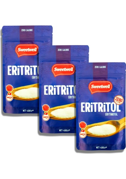 Sıfır Kalori Eritritol Toz Tatlandırıcı 3 x 400 gr
