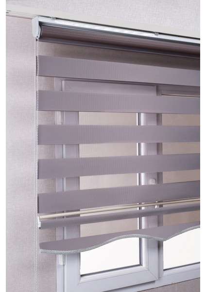 Etekli Gri Düz Zebra Kaliteli Güneşlik Stor Perde