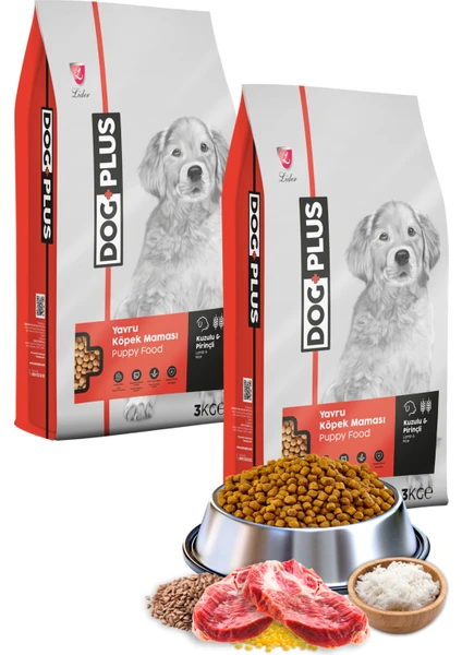 Dog Plus Kuzu Etli Pirinçli Yavru Köpek Maması 3 kg x 2 Adet