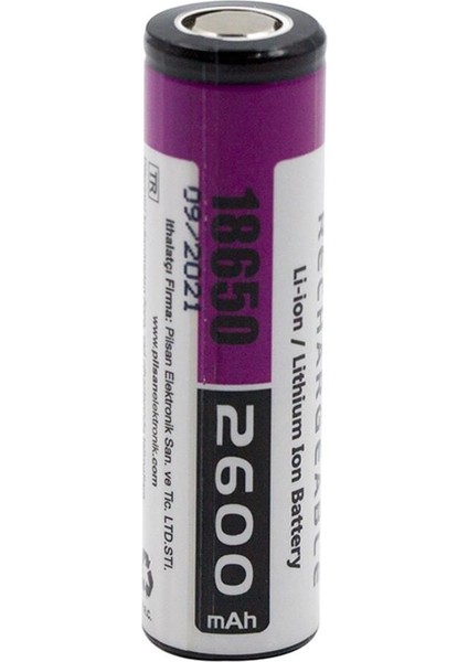 18650 3.7V 2600 Mah Şarj Edilebilir Li-Ion Pil