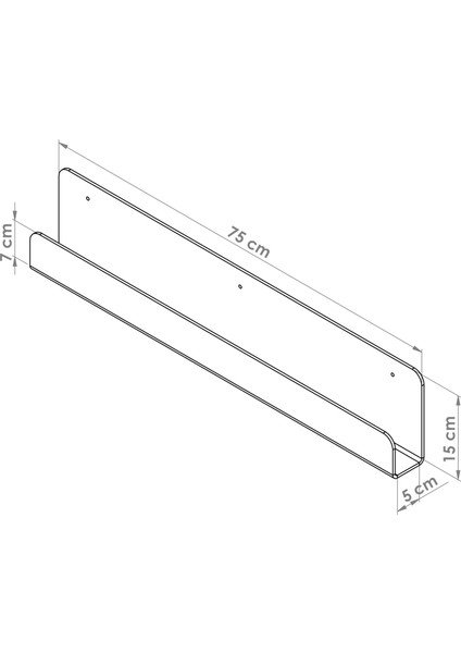 Şeffaf Akrilik Raf/ Kitaplık 75 cm  5 mm