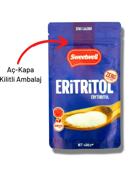 Sıfır Kalori Eritritol Toz Tatlandırıcı 3 x 400 gr