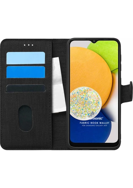 Samsung Galaxy A03 Kılıf Fabric Book Wallet Siyah