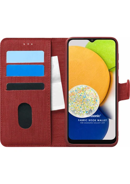 Samsung Galaxy A03 Kılıf Fabric Book Wallet Kırmızı