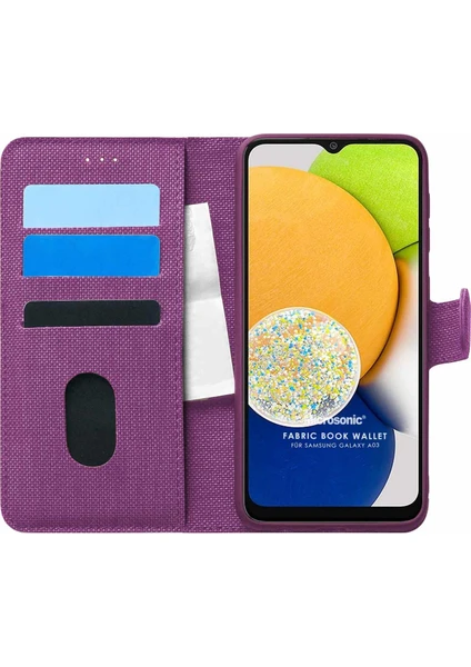 Samsung Galaxy A03 Kılıf Fabric Book Wallet Mor