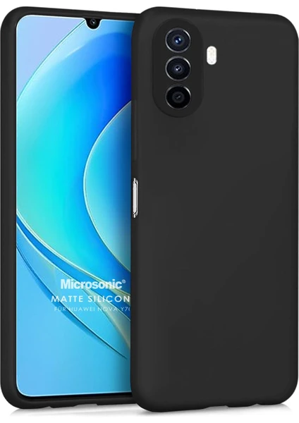 Matte Silicone Huawei Nova Y70 Kılıf Siyah