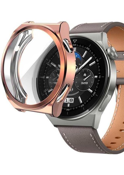 Huawei Watch Gt 3 Pro 46MM Titanyum Kılıf 360 Full Round Soft Silicone Rose Gold