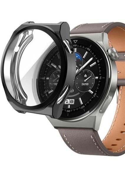 Huawei Watch Gt 3 Pro 43MM Seramik Kılıf 360 Full Round Soft Silicone Siyah