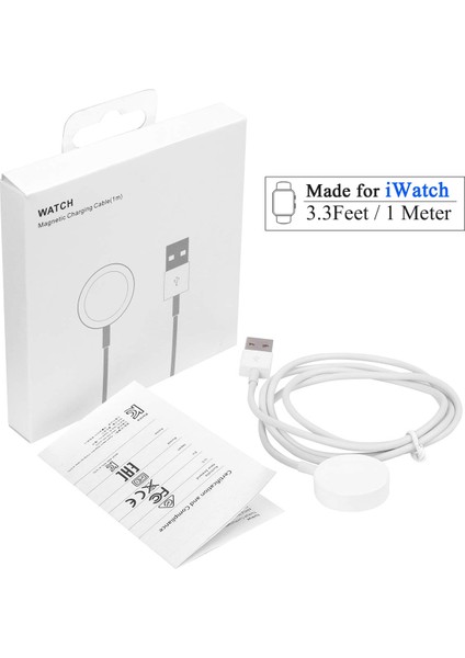 Apple Watch Series 8 45MM Masaüstü Manyetik Şarj Cihazı Beyaz