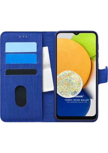 Samsung Galaxy A03 Kılıf Fabric Book Wallet Lacivert