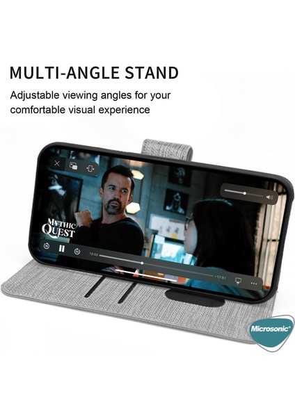 A73 5g Kılıf Fabric Book Wallet Gri