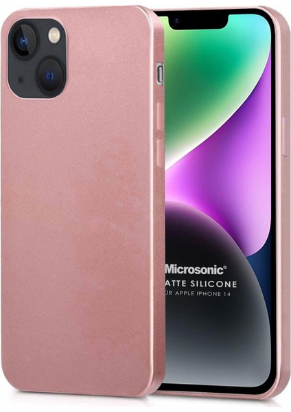 Matte Silicone Apple iPhone 14 Kılıf Rose Gold