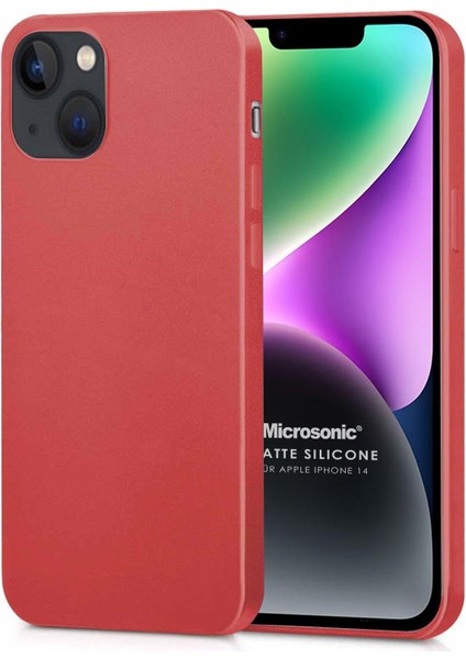 Matte Silicone Apple iPhone 14 Kılıf Kırmızı