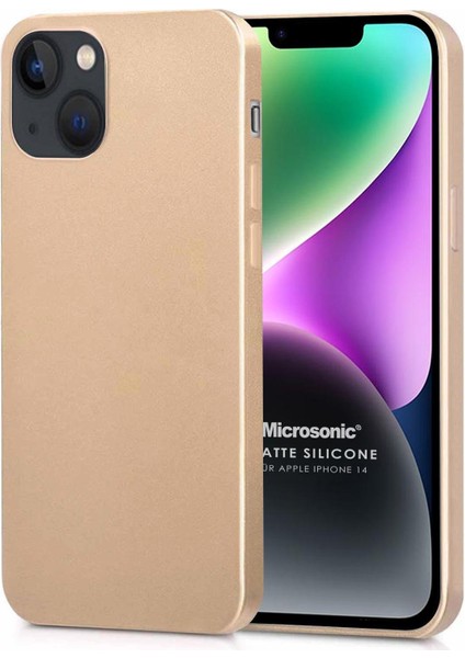 Matte Silicone Apple iPhone 14 Kılıf Gold