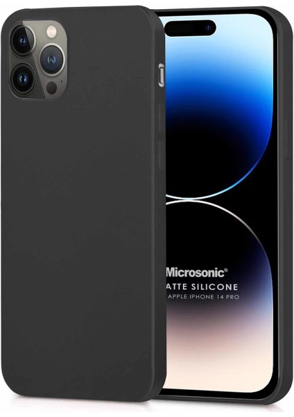 Matte Silicone Apple iPhone 14 Pro Kılıf Siyah
