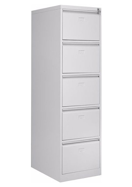 Beş Çekmeceli Metal Kartoteks Askılı Dosya Dolabı Gri Renk