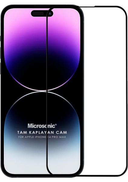 Apple iPhone 14 Pro Max Tam Kaplayan Temperli Cam Ekran Koruyucu Siyah
